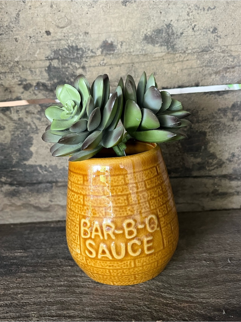 Bar-B-Q Sauce Ceramic Planter - Mustard Yellow